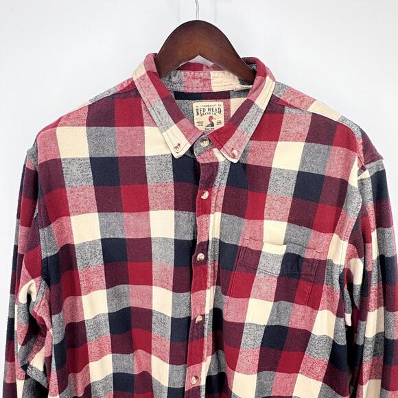 Red Head Brand Co Shirt Mens 2XL Red Plaid Flannel Long Sleeve Button Front - Picture 3 of 11